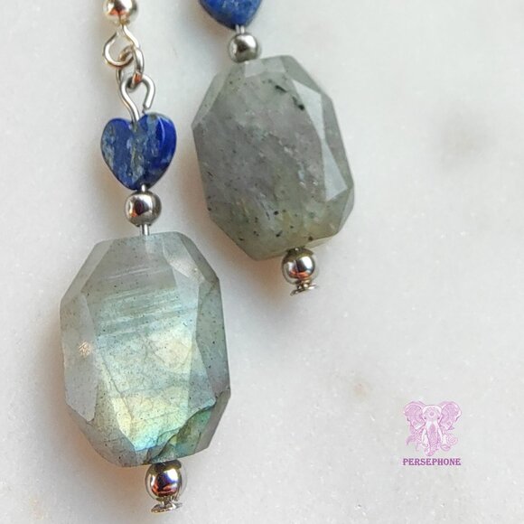 Moon Magic “Mama Killa” Earrings | Labradorite + Lapis | Silver - Picture 4 of 4